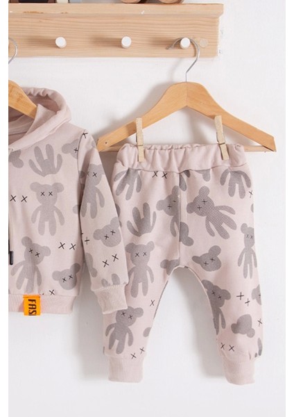 Cool Bear Kapüşonlu % 100 Pamuk Erkek Bebek Takımı modelleri