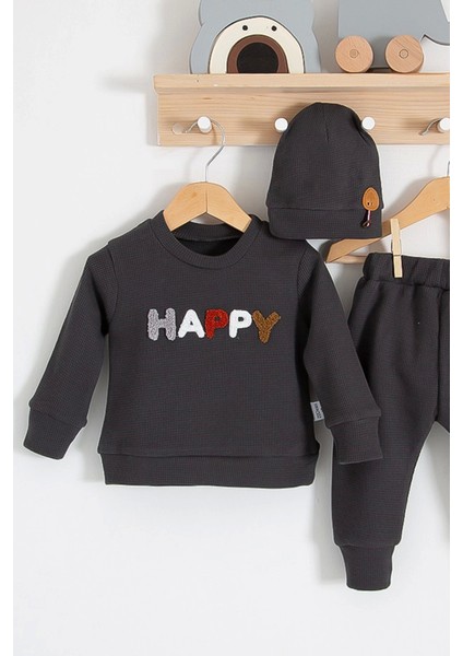 Happy Nakışlı 2'li Pamuklu Erkek Bebek Takım