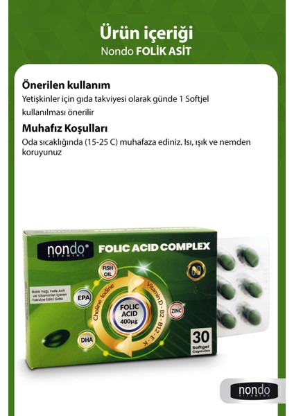 Folic Acid Complex 30 Yumuşak Jelatin Kapsül