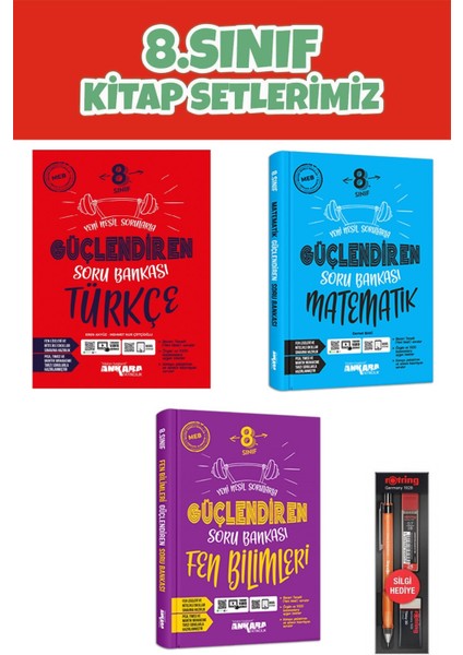 8.Sınıf Güçlendiren Türkçe -Matematik-Fen Bilimleri Soru Bankası fiyatları