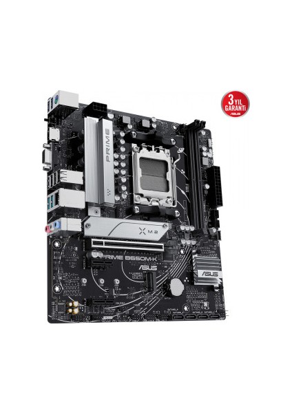 Prıme B650M-K Amd B650 Am5 Ddr5 6400 Dp Vga 2X M2 Usb3.2 Aura Rgb 2.5Gbit Lan Matx (Prıme B650M-K) Anakart