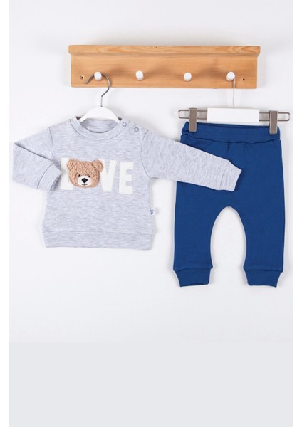 Bear Love Nakışlı % 100 Pamuklu 2'li Erkek Takım