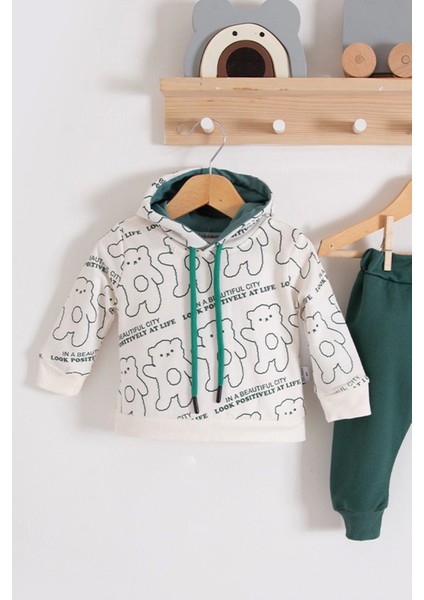 Çapraz Bears Kapüşonlu % 100 Pamuk Erkek Bebek Takımı fiyatları