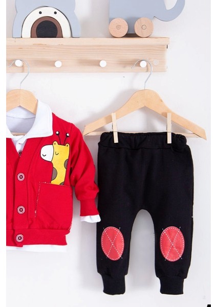 Graffe Zürafa Desenli 3'lü Erkek Bebek Takımı modelleri