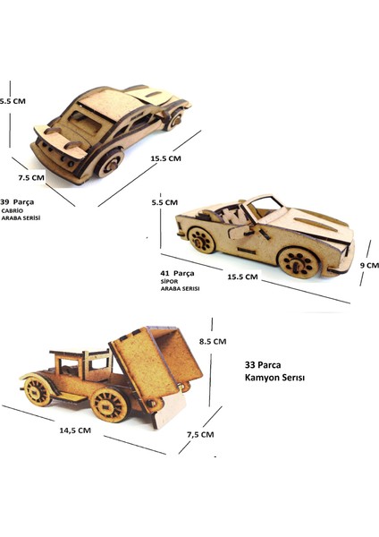 9'lu Ahşap 3D Maket ,ahşap 3D Puzzle Seti 9st-2