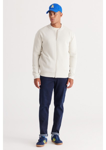 Erkek Bej Standart Fit Normal Kesim Içi Polarlı 3 Iplik Kolej Yaka Pamuklu Sweatshirt Ceket fiyatları