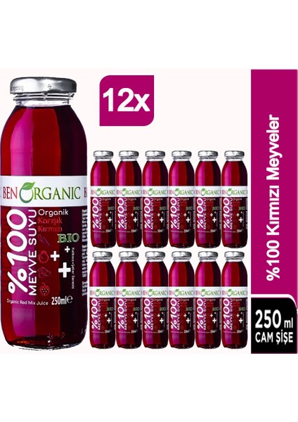 Ben Organic Kırmızı Meyveler Suyu 12 x 250 ml