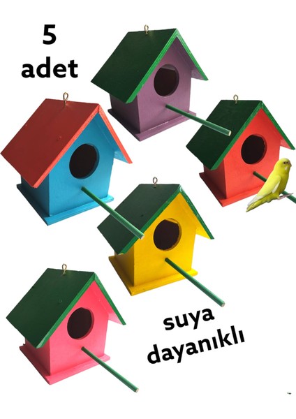 Ncy Home Ahşap Kuş Yuvası Dış Mekan Suya Dayanıklı 5 Adet