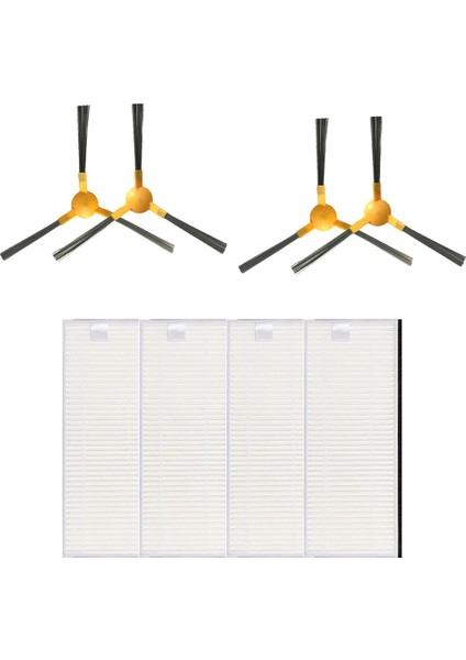 X500 EXVAC660 Robot Süpürge Aksesuarlarıyla Uyumlu Yedek Parçalar, 4 Hepa Filtre 4 Yan Fırça (Yurt Dışından)