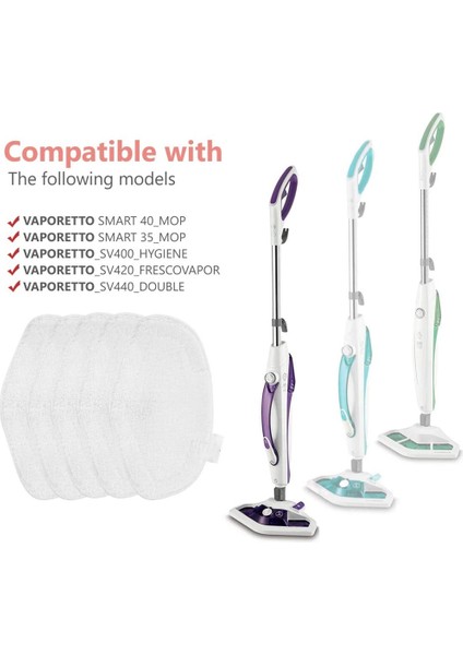 PAEU0332 Elektrikli Süpürge Için 5 Yıkanabilir Buharlı Paspas Pedlerinin Değiştirilmesi, Beyaz (Yurt Dışından) indirimleri