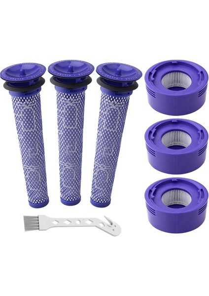 V6, V8, V7 Elektrikli Süpürge Için 7'li Paket Vakum Filtresi Değiştirme Kiti, 3 Hepa Sütun Filtresi, 3 Ön Filtre, 1 Temizleme Fırçası (Yurt Dışından)