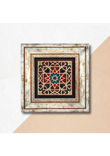 Etnik Desen Taş Duvar Tablosu Çerçeveli Duvar Dekoru Wall Art T1-371