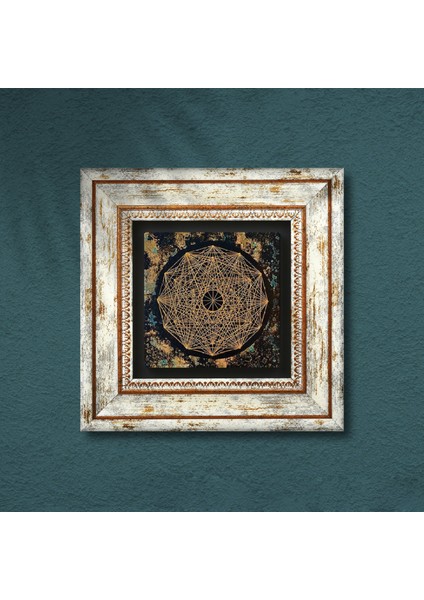 Sri Yantra Taş Duvar Tablosu Çerçeveli Duvar Dekoru Wall Art T1-191