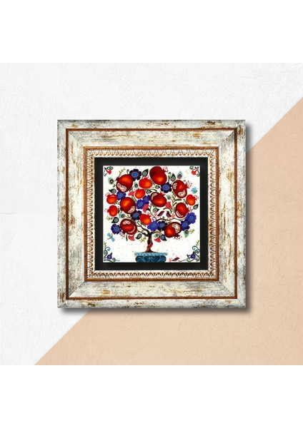Nar Ağacı Taş Duvar Tablosu Çerçeveli Duvar Dekoru Wall Art T1-03