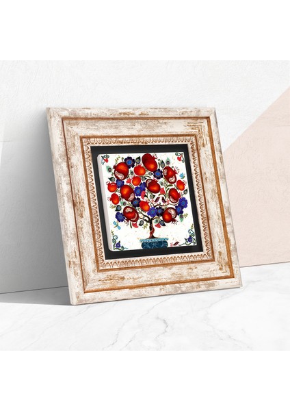 Nar Ağacı Taş Duvar Tablosu Çerçeveli Duvar Dekoru Wall Art T1-03