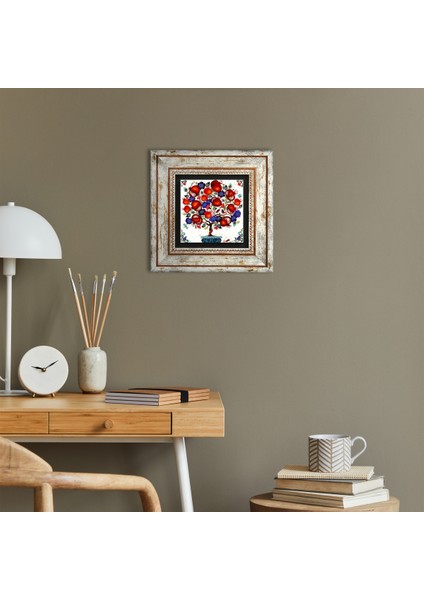 Nar Ağacı Taş Duvar Tablosu Çerçeveli Duvar Dekoru Wall Art T1-03