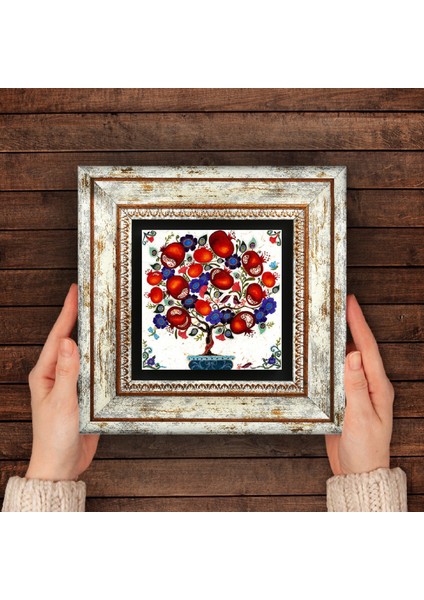 Nar Ağacı Taş Duvar Tablosu Çerçeveli Duvar Dekoru Wall Art T1-03