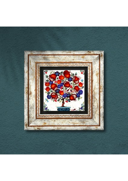Nar Ağacı Taş Duvar Tablosu Çerçeveli Duvar Dekoru Wall Art T1-03