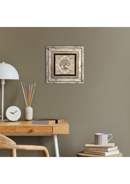 Hayat Ağacı Taş Duvar Tablosu Çerçeveli Duvar Dekoru Wall Art T1-07