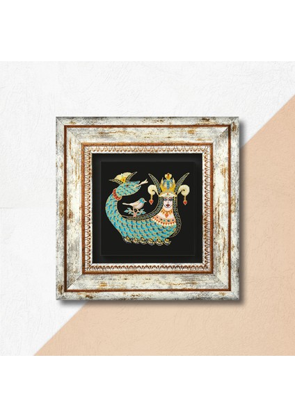 Şahmeran Taş Duvar Tablosu Çerçeveli Duvar Dekoru Wall Art T1-08