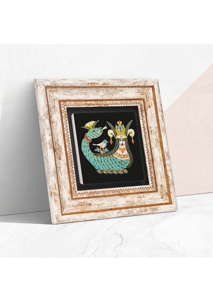 Şahmeran Taş Duvar Tablosu Çerçeveli Duvar Dekoru Wall Art T1-08