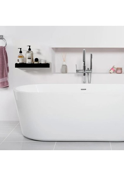 Dekoratif Siyah Metal Banyo Rafı Şampuanlık Duş Rafı Banyo Düzenleyici fırsatları
