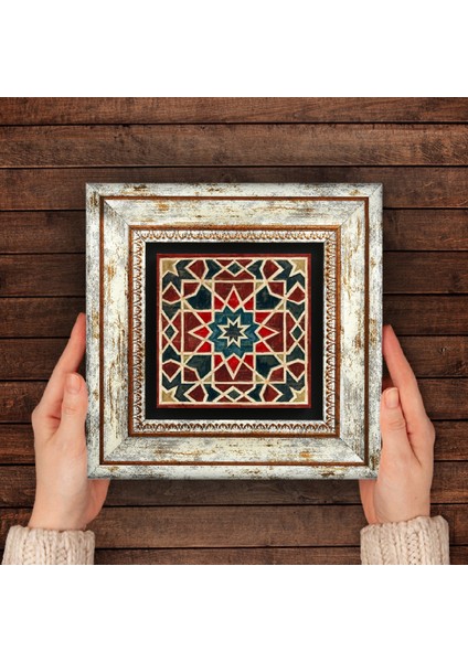Etnik Desen Taş Duvar Tablosu Çerçeveli Duvar Dekoru Wall Art T1-371