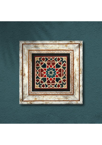 Etnik Desen Taş Duvar Tablosu Çerçeveli Duvar Dekoru Wall Art T1-371