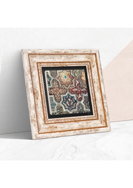 Stone Etnik Desen Çerçeveli Taş Duvar Tablosu – Dekoratif Modern Sanat, Ev ve Ofis Dekoru |TK1-379|
