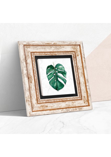 Yaprak Taş Duvar Tablosu Çerçeveli Duvar Dekoru Wall Art T1-195