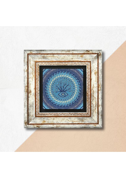 Nazar Ağaç Taş Duvar Tablosu Çerçeveli Duvar Dekoru Wall Art T1-197