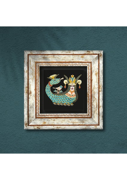 Şahmeran Taş Duvar Tablosu Çerçeveli Duvar Dekoru Wall Art T1-08