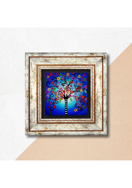 Hayat Ağacı Taş Duvar Tablosu Çerçeveli Duvar Dekoru Wall Art T1-108