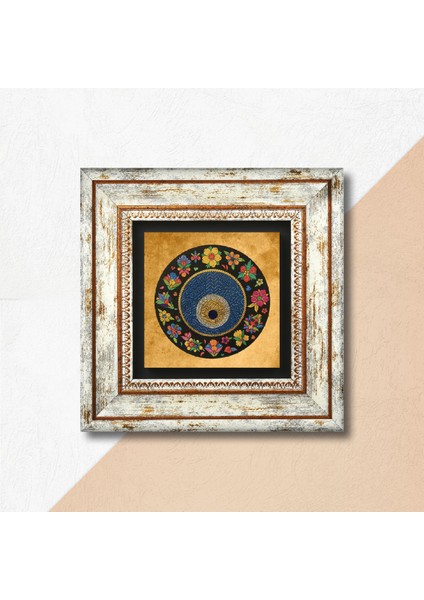 Nazar Boncuğu Taş Duvar Tablosu Çerçeveli Duvar Dekoru Wall Art T1-110