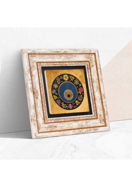 Nazar Boncuğu Taş Duvar Tablosu Çerçeveli Duvar Dekoru Wall Art T1-110