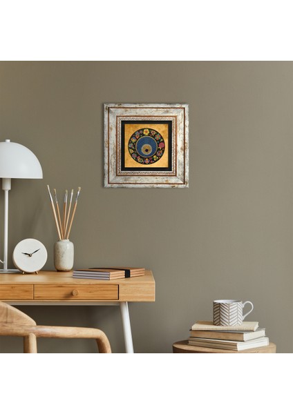 Nazar Boncuğu Taş Duvar Tablosu Çerçeveli Duvar Dekoru Wall Art T1-110