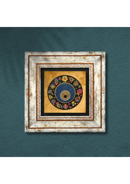 Nazar Boncuğu Taş Duvar Tablosu Çerçeveli Duvar Dekoru Wall Art T1-110