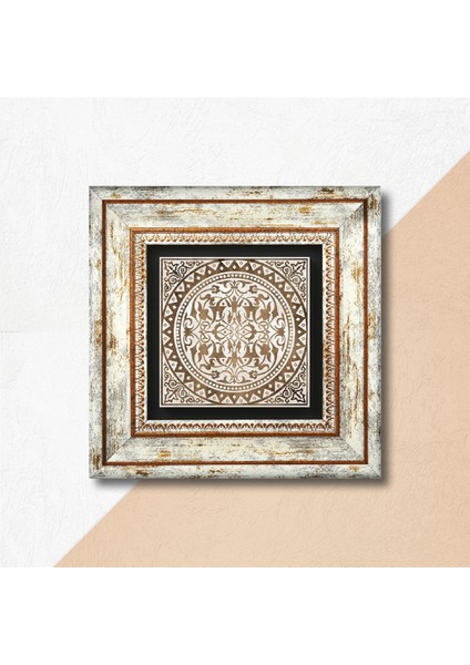 Etnik Desen Taş Duvar Tablosu Çerçeveli Duvar Dekoru Wall Art T1-384