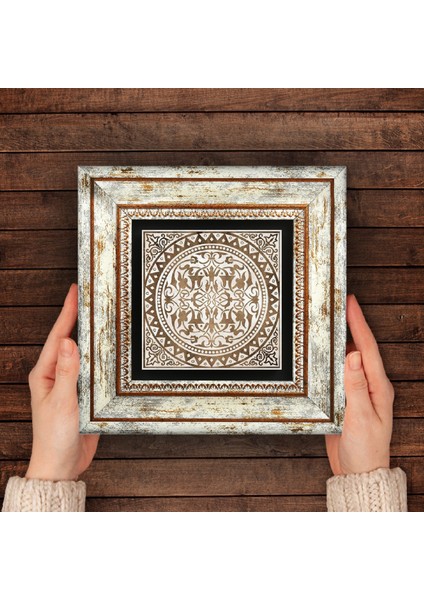 Etnik Desen Taş Duvar Tablosu Çerçeveli Duvar Dekoru Wall Art T1-384