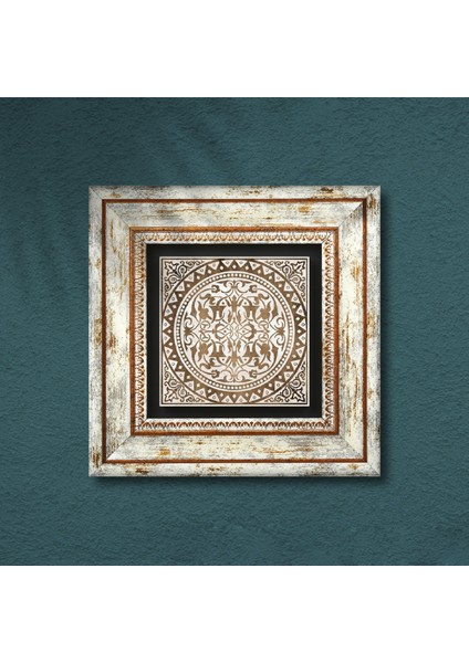 Etnik Desen Taş Duvar Tablosu Çerçeveli Duvar Dekoru Wall Art T1-384