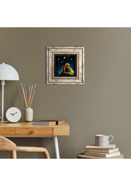 Küçük Prens Taş Duvar Tablosu Çerçeveli Duvar Dekoru Wall Art T1-386