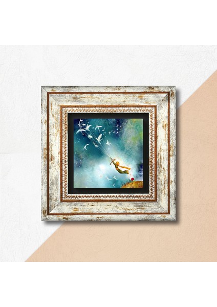 Küçük Prens Taş Duvar Tablosu Çerçeveli Duvar Dekoru Wall Art T1-388