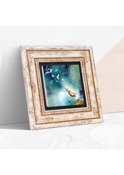 Küçük Prens Taş Duvar Tablosu Çerçeveli Duvar Dekoru Wall Art T1-388