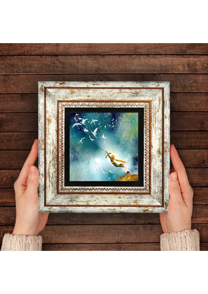 Küçük Prens Taş Duvar Tablosu Çerçeveli Duvar Dekoru Wall Art T1-388