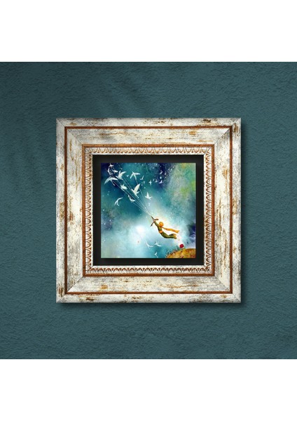 Küçük Prens Taş Duvar Tablosu Çerçeveli Duvar Dekoru Wall Art T1-388