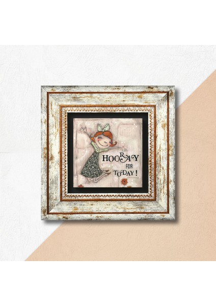 Mutlu Kız Taş Duvar Tablosu Çerçeveli Duvar Dekoru Wall Art T1-389
