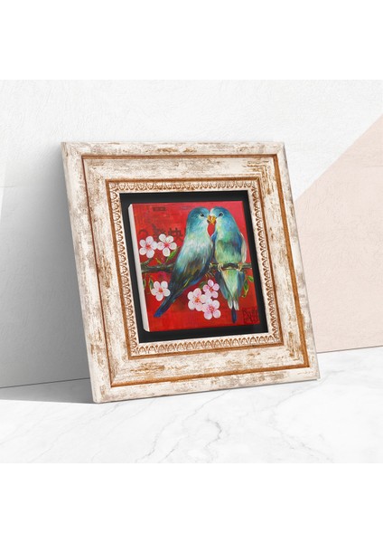 Kuş Taş Duvar Tablosu Çerçeveli Duvar Dekoru Wall Art T1-209