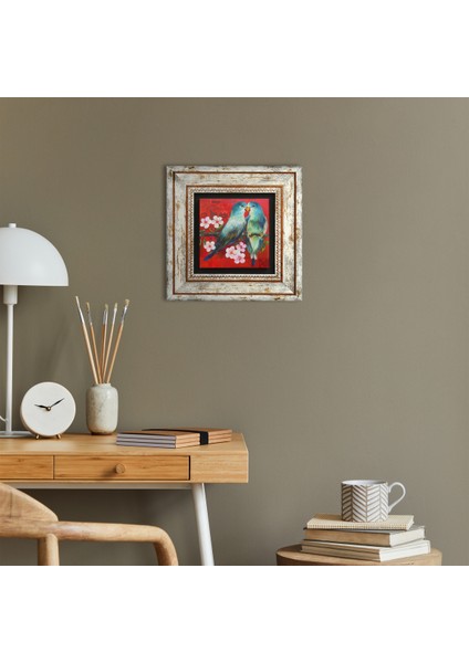 Kuş Taş Duvar Tablosu Çerçeveli Duvar Dekoru Wall Art T1-209