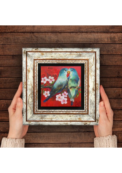 Kuş Taş Duvar Tablosu Çerçeveli Duvar Dekoru Wall Art T1-209