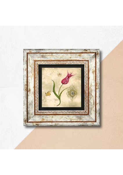 Lale Ebru Sanatı Taş Duvar Tablosu Çerçeveli Duvar Dekoru Wall Art T1-134